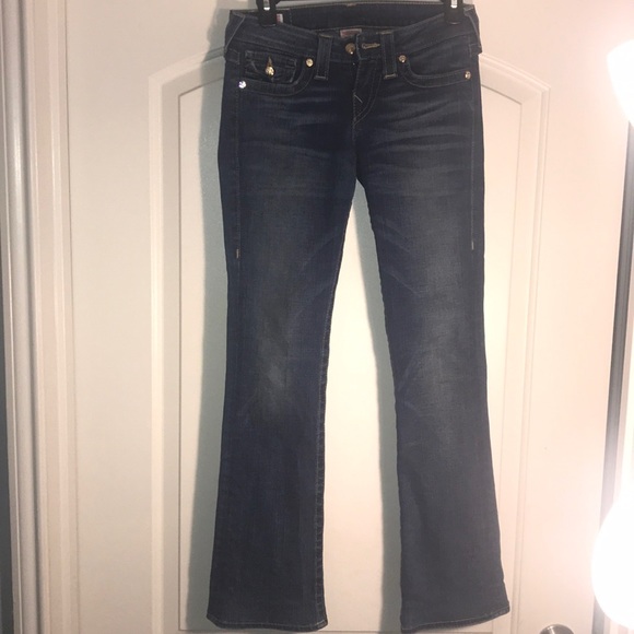 True Religion Joey Disco Gold Big T Jeans - Picture 2 of 8